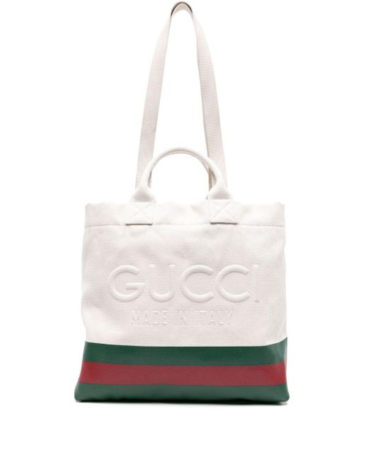 Gucci Canvas-Handtasche mit Logo-Prägung in White für Herren