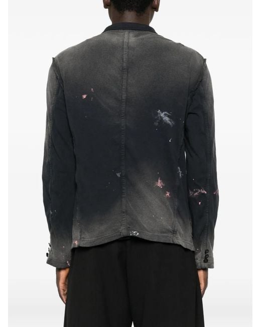 KHOKI Black Button Distressed Jacket for men