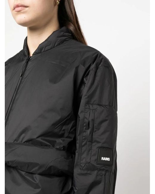 Rains Black Flap-Pockets Puffer Jacket