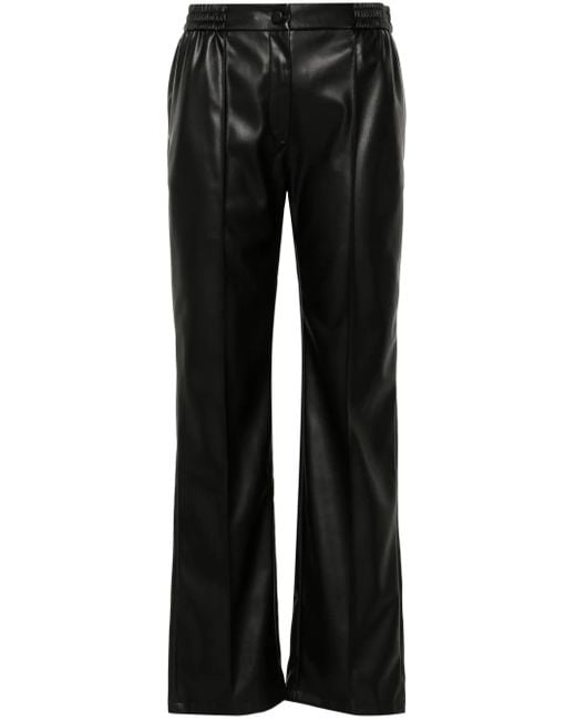Twinset Black Oval T-Plaque Faux-Leather Trousers