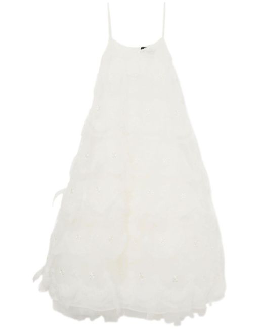 Simone Rocha White Ruffle-appliqué Flared Midi Dress