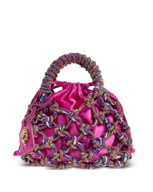 Kurt Geiger Pink Macrame Small Tote Bag