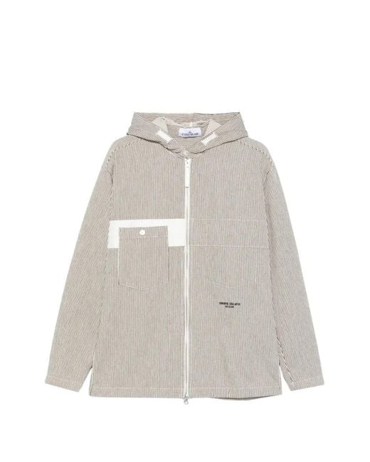 Stone Island White Veste À Rayures for men