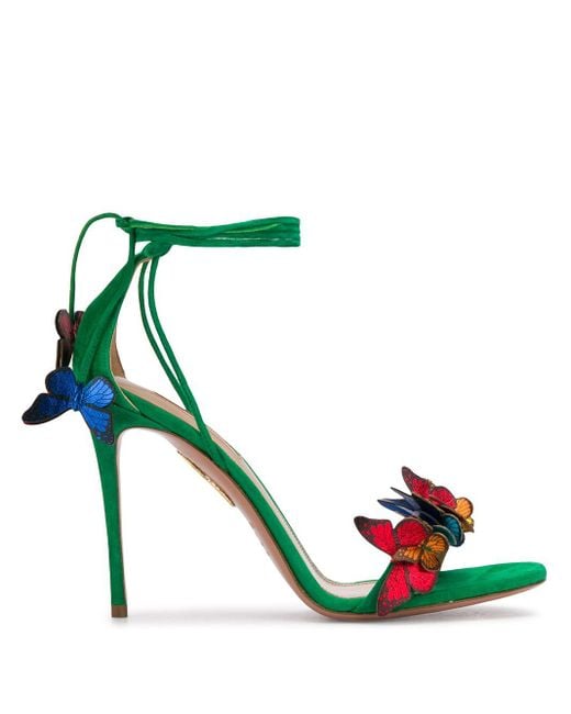 Aquazzura Green Papillon Butterfly-appliqué Sandals