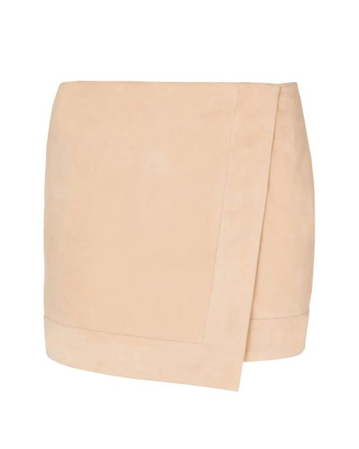 Balmain Natural Suede Wrap Skirt