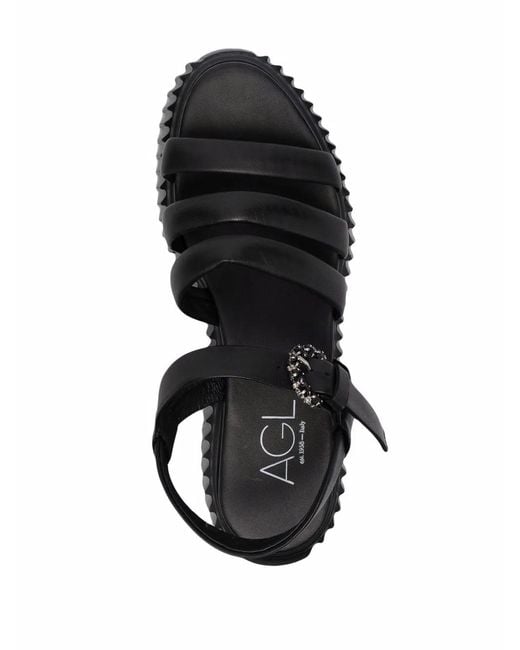 Agl Attilio Giusti Leombruni Black Side-Buckle Strap Sandals