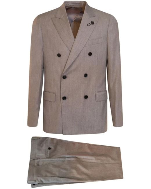 メンズ Lardini ツーピース ダブルスーツ Gray