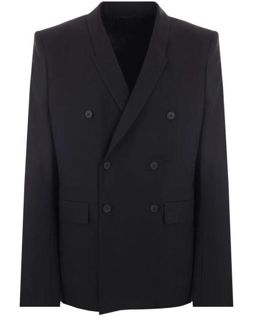Rick Owens Black Double-Breasted Stretch-Wool Blazer for men