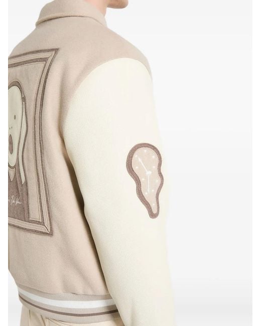 Manière De Voir Natural Wool-Blend Varsity Jacket for men