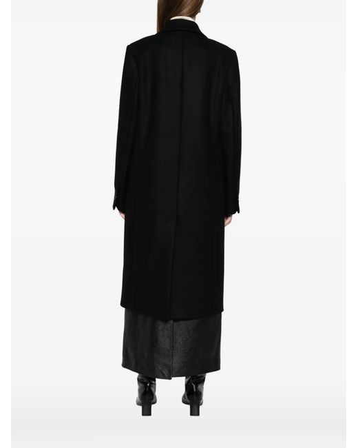 Totême Black Single-Breasted Wool Coat