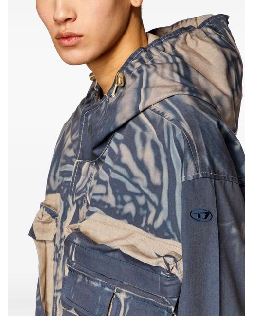 DIESEL Blue J-Cadmus Creased-Effect Cargo Jacket for men