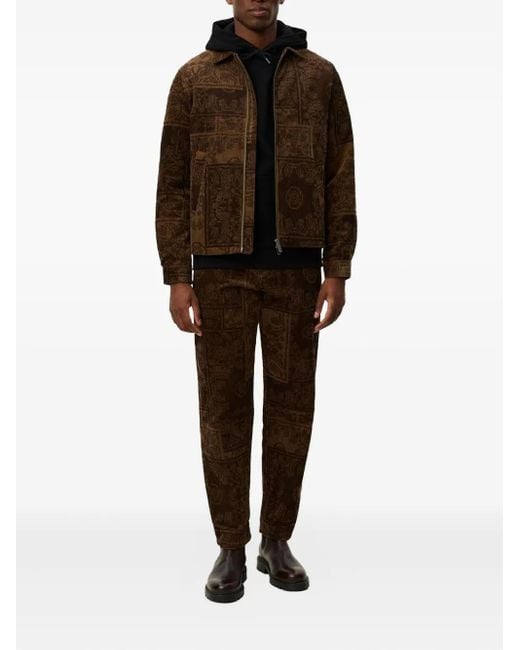 Les Deux Black Paisley-Pattern Corduroy Coach Jacket for men