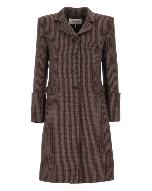 Chloé Brown Buttoned Pocket Coat