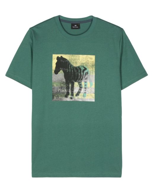 T-shirt en coton à imprimé graphique PS by Paul Smith pour homme en coloris Green