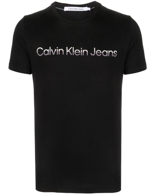 Calvin Klein Logo-print Cotton T-shirt in Black for Men | Lyst