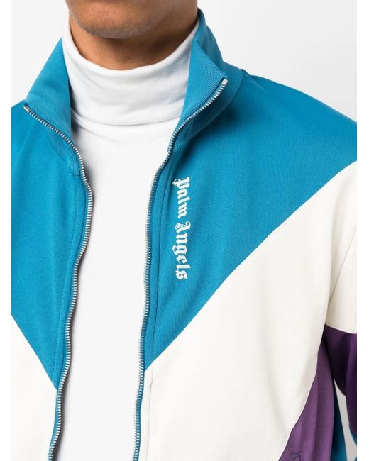 Palm Angels Blue Colour-Block Track Jacket for men