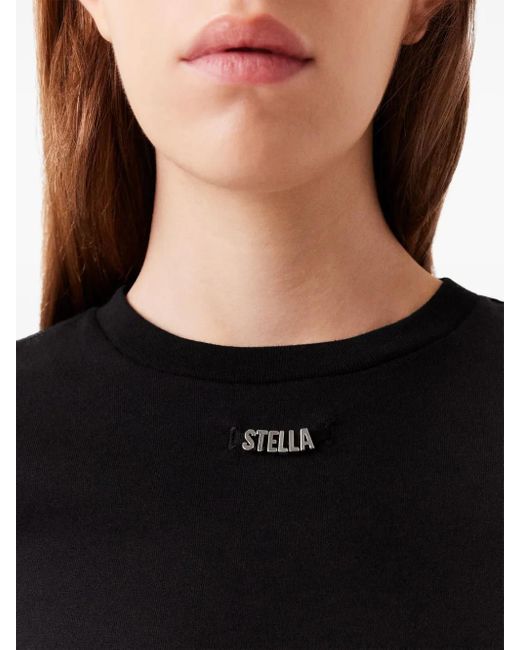 Stella McCartney Black Organic Cotton T-Shirt With Logo Charm