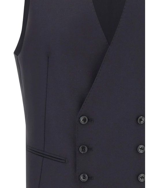 Tagliatore Blue Double-Breasted Waistcoat for men