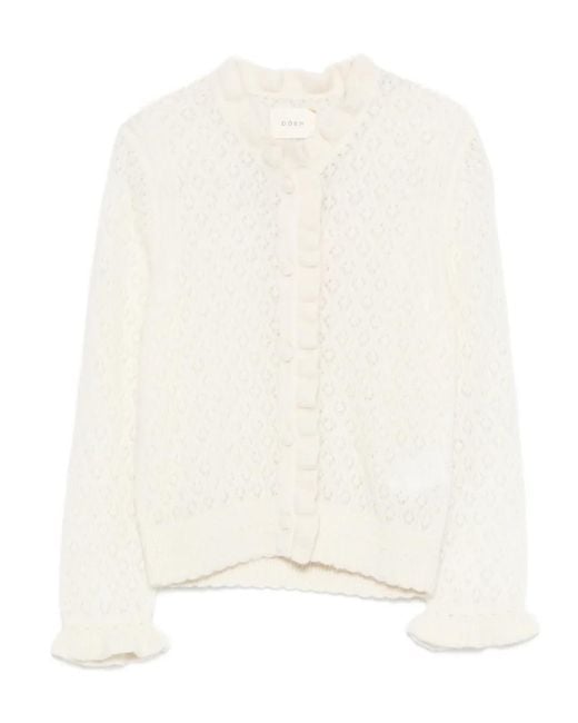 Doen Natural Claudie Frills Perforated Cardigan