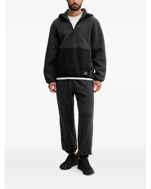 EA7 Black Half-Zip Hoodie for men