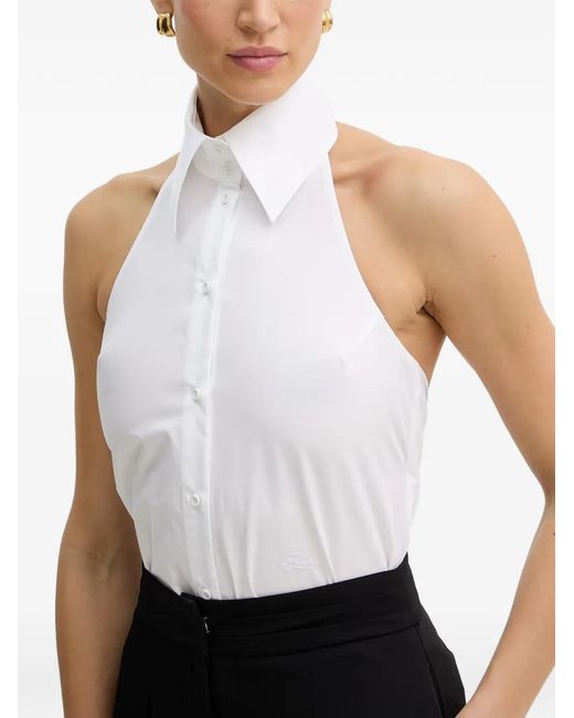 Karl Lagerfeld White Tie Back Sleeveless Shirt