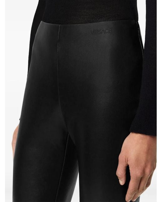 Versace Black Leather Panel Trousers