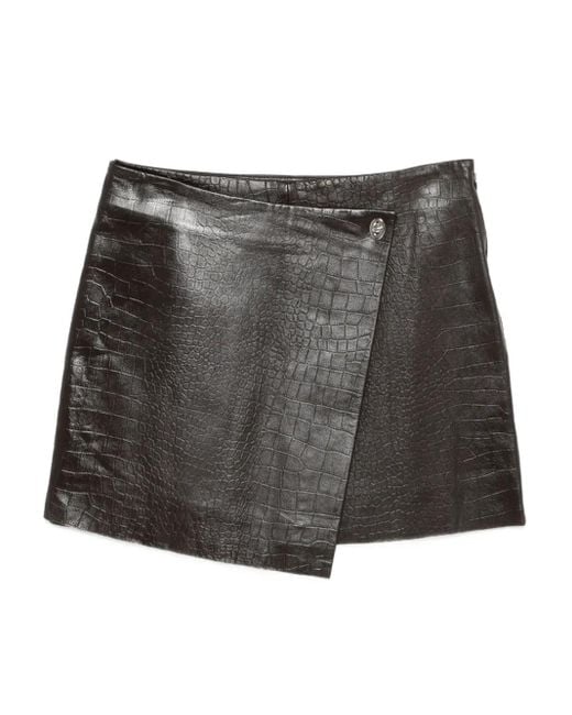 Stand Studio Gray Crocodile-Effect Asymmetric Skirt