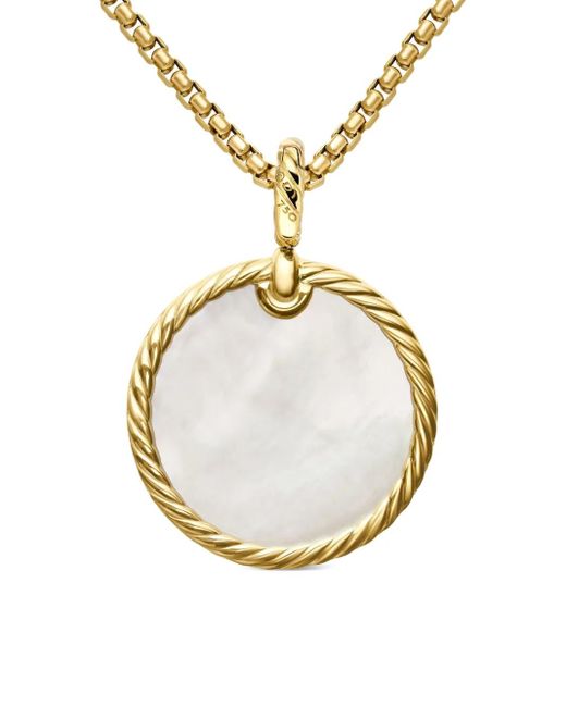 David Yurman Metallic 18Kt Dy Elements Disc Diamond Rim Pendant (24Mm)
