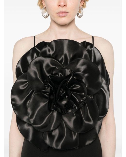 Nissa Black Floral-appliqué Dress