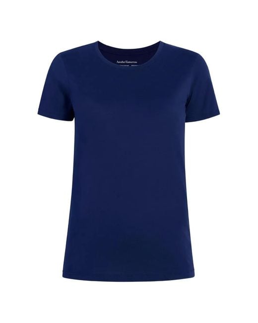 Another Tomorrow Blue T-Shirt À Col Rond