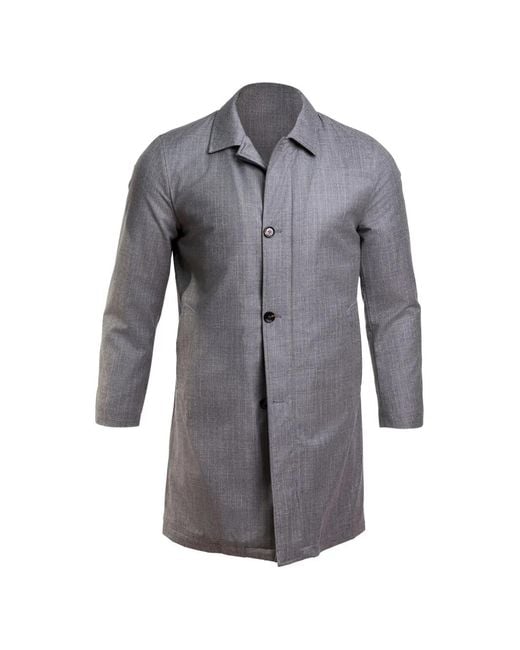 Kiton Gray Pinstriped Overcoat for men