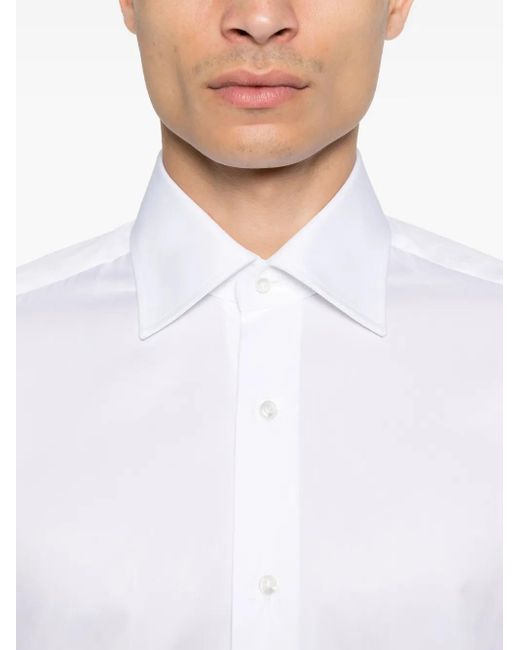 Barba Napoli White Cotton Shirt for men