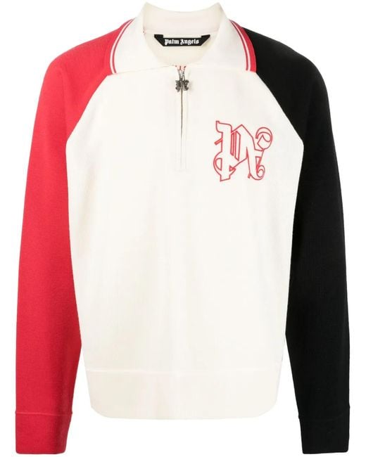 Palm Angels Red Racing Logo Knitted Polo Shirt