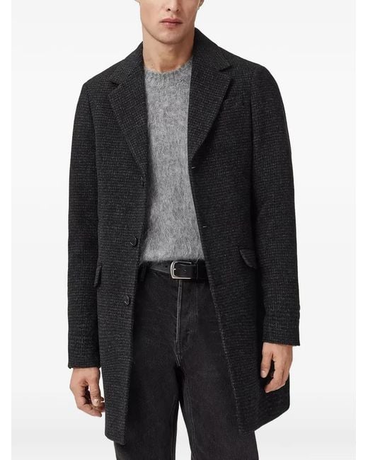 AllSaints Black Caspian Textured Coat for men