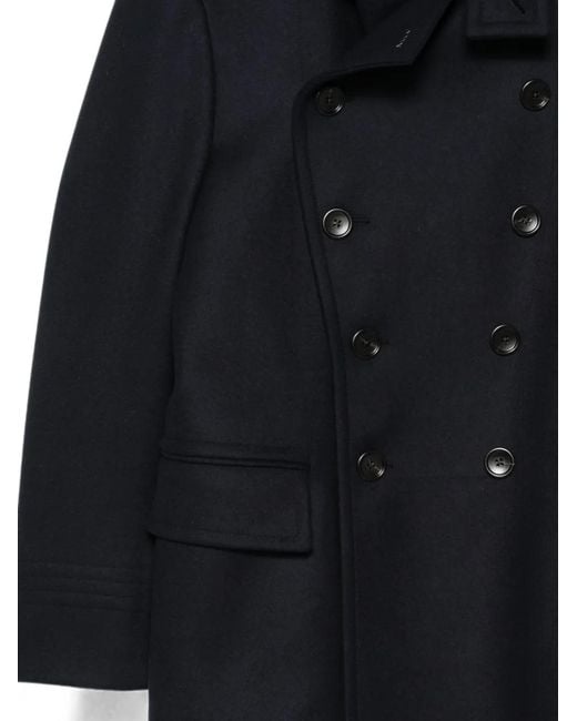 Tom Ford Black Double-Breasted Buttoned Coat for men