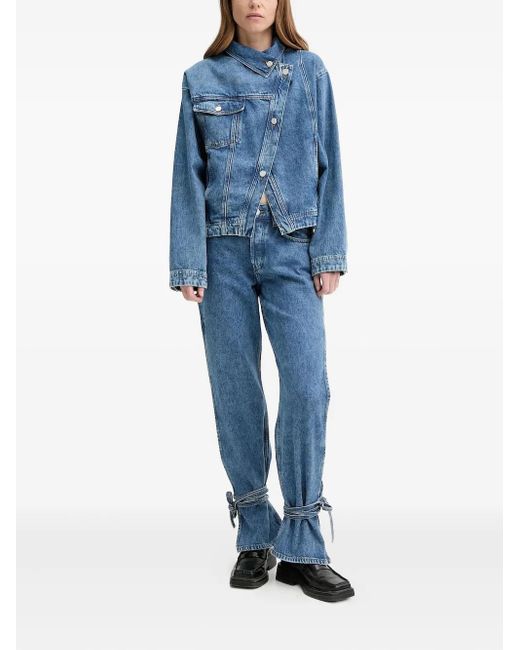 Won Hundred Blue Side-Slit Tied-Cuffs Denim Jeans