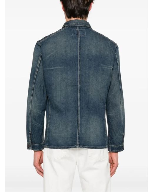 RRL Blue Torrington Wash Denim Shirt Jacket for men