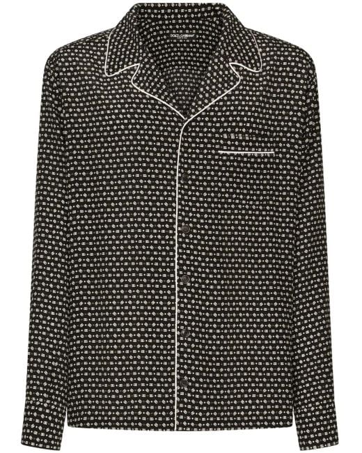 メンズ Dolce & Gabbana Dgプリント シルクシャツ Black