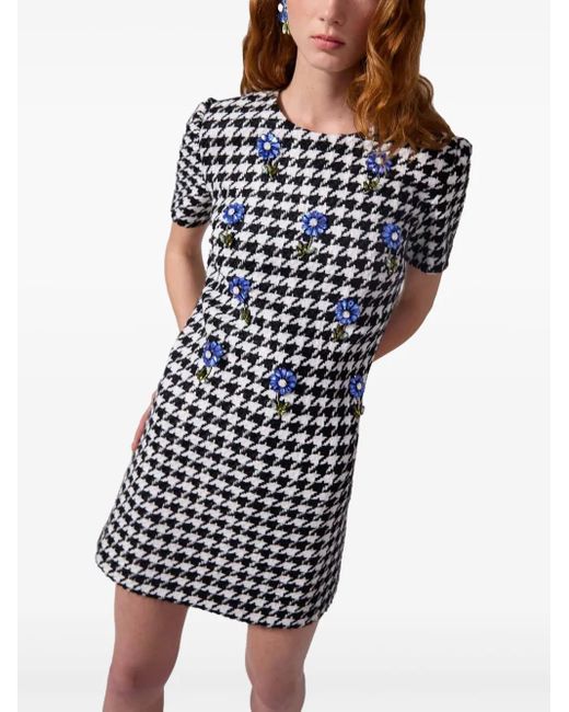 Carolina Herrera ハウンドトゥース ミニドレス Black