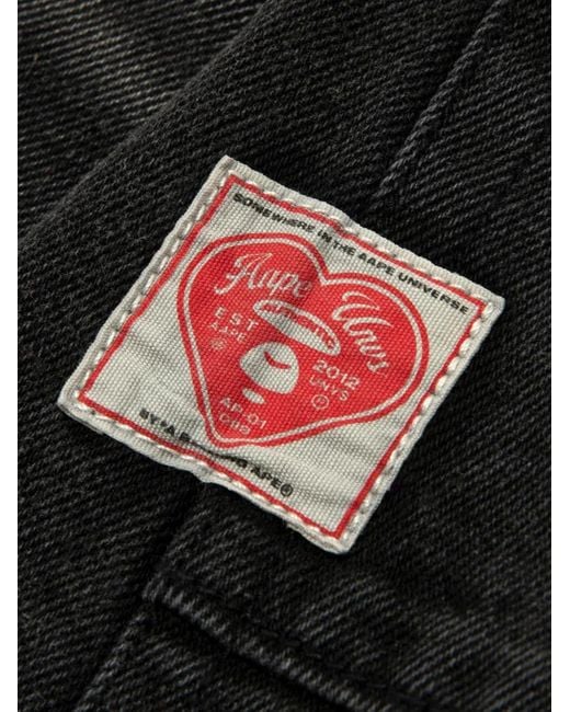 Aape By A Bathing Ape Black Shorts En Coton À Logo Graphique for men
