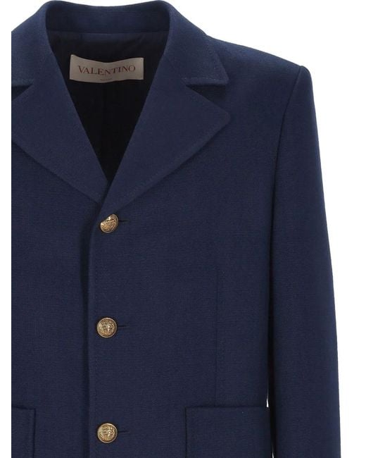 Valentino Garavani Blue Button-Down Blazer for men