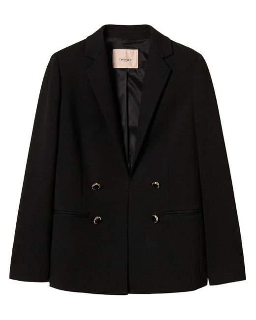 Twinset Black Logo-Buttons Blazer