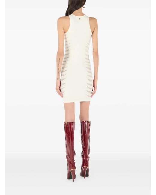 Roberto Cavalli White Ripped-Effect Mini Dress