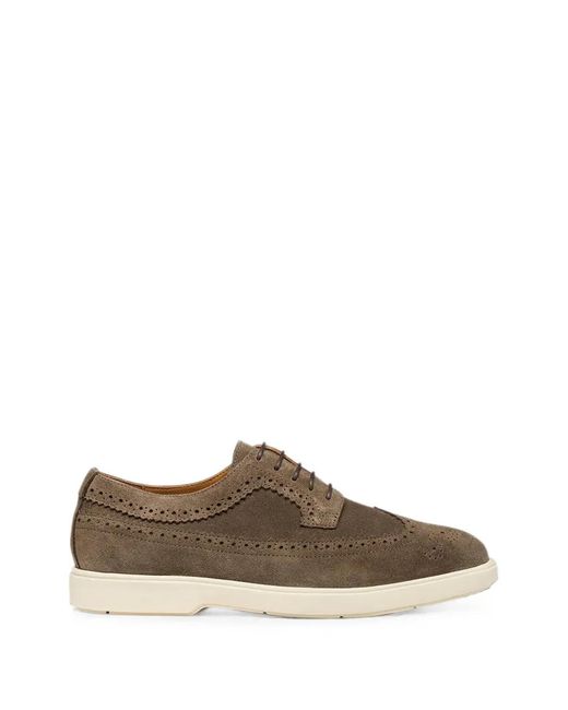 Geox Brown Spherica Ec17 Brogue-Detailing Oxford Shoes for men