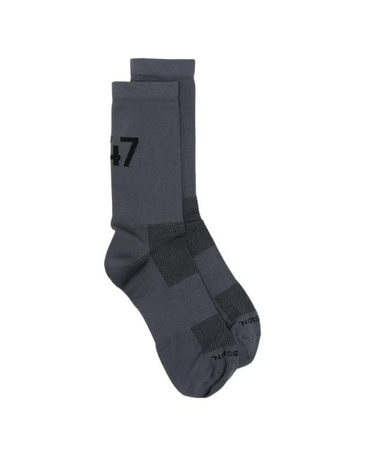 Represent Blue Logo-Intarsia Mesh-Panel Socks for men