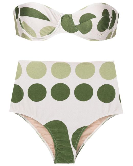 Set bikini a pois di Adriana Degreas in Green