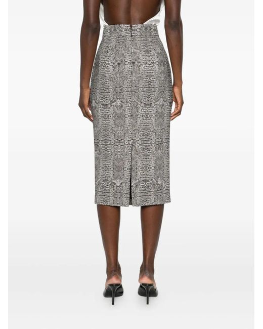 Elisabetta Franchi Gray Python-Print Skirt