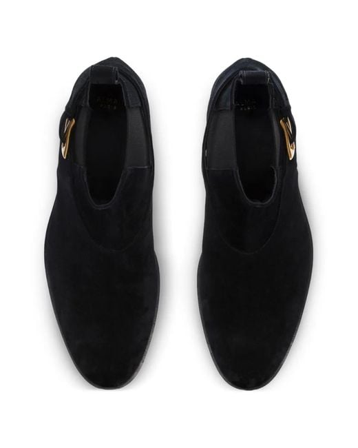 Balmain Black Anthem Buckle-Strap Chelsea Boots for men