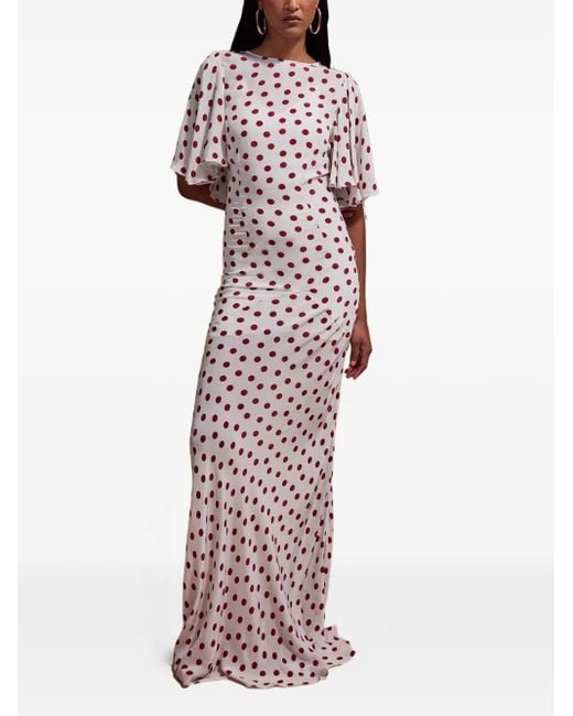 De La Vali Purple Ausgestelltes Kleid mit Polka Dots
