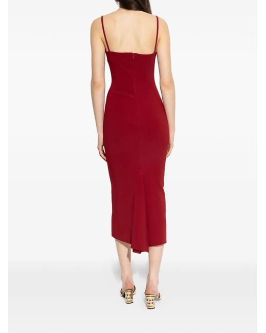 Vestido Midi Con Cuello Cuadrado Givenchy de color Red